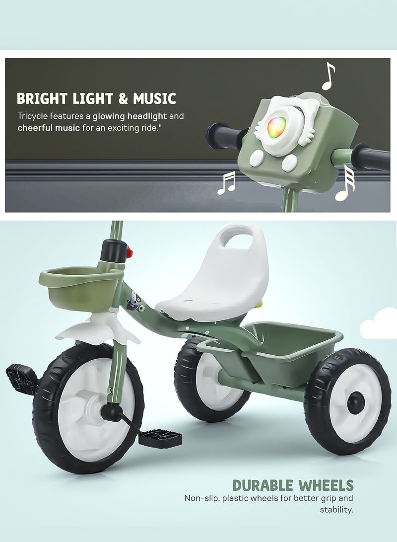BAYBEE Rollito Baby Tricycle for Kids Smart Plug and Play Kids Tricycle Baby Cycle with Front & Rear Storage Baskets 3 Wheels Tricycle Baby Tricycle Cycle for Kids 2 to 5 Years Boy Girl Green - Image 5