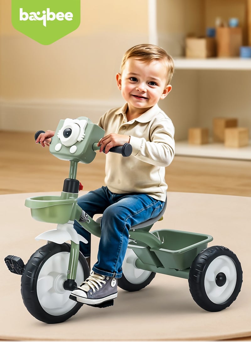 BAYBEE Rollito Baby Tricycle for Kids Smart Plug and Play Kids Tricycle Baby Cycle with Front & Rear Storage Baskets 3 Wheels Tricycle Baby Tricycle Cycle for Kids 2 to 5 Years Boy Girl Green - Image 2