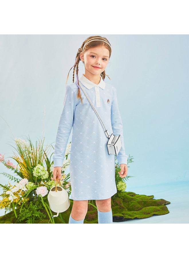 Hush Puppies Girls' Long Sleeve Polo Dress, Spring/autumn Children's Stretchy Sports Dress, Soft And Breathable Running Sports Dress - Image 2
