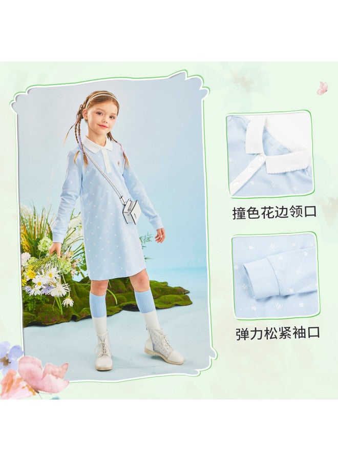 Hush Puppies Girls' Long Sleeve Polo Dress, Spring/autumn Children's Stretchy Sports Dress, Soft And Breathable Running Sports Dress - Image 3
