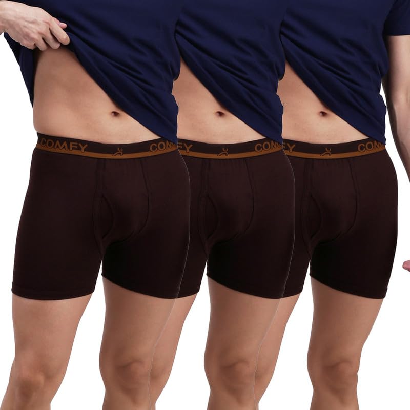 Amul Comfy Men's Trunk Underwear | Soft Outer Elastic | Soft Waistband | Breathable Comfortable Innerwear | Pack of 10 | Color May Vary Coffee Brown - Image 1