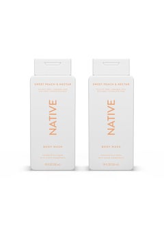 native Native Body Wash Contains Naturally Derived Ingredients  For Women  Men Sulfate Paraben  Dye Free Leaving Skin Soft and Hydrating  Sweet Peach  Nectar 18 oz  2 Pk 