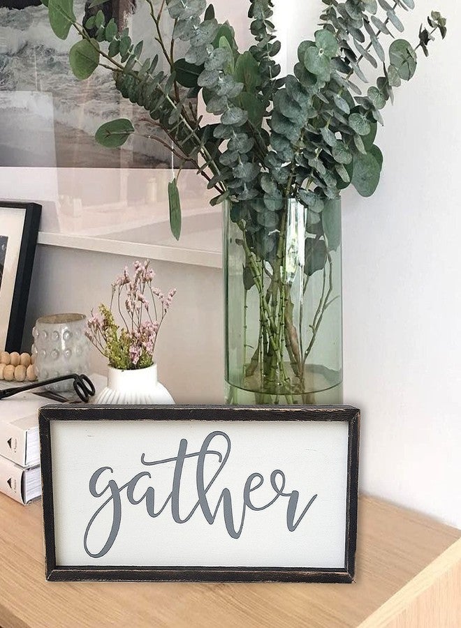 EXQUIDECA Gather Sign For Home Decor - Farmhouse Kitchen Dining Room Wall Decor - Rustic Wall Decoration in Solid Wood Thick Grey Frame 12x5 Inches - Image 5