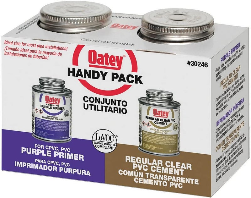 Oatey 30246 PVC Regular Cement and 4-Ounce NSF Purple Primer Handy Pack - Image 1