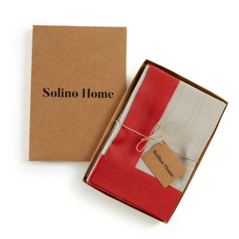 سولينو هوم مناديل العشاء المنزلية المنزلية في Solino 20 × 20 بوصة - 100 ٪ من المناديل النقية النقية والمناديل الطبيعية مجموعة من 4 - Contempo مصنوعة يدويًا وقابلة للغسل  - Image 3