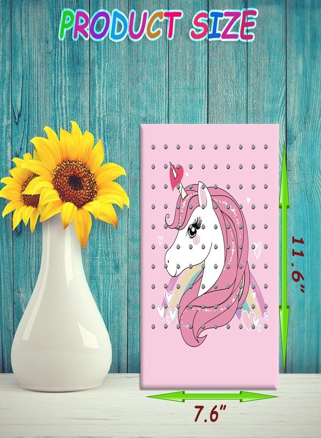 RORANIC Hanging Jewelry Holder Organizer,Nursery Decor Earring holder Jewelry Hanger Wall Mounted Hanging Jewelry Organizer for Stud Earrings,Necklaces,Bracelets,Rings - Unicorn Gifts for Girls (Pink Unicorn) - Image 4