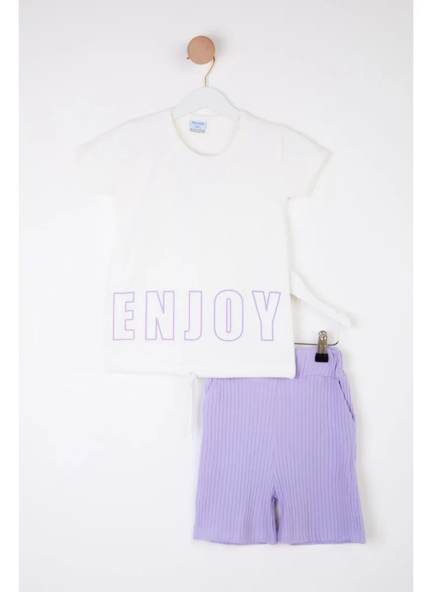 Tofisa Girls Lilac Printed Two Piece Set - 25372