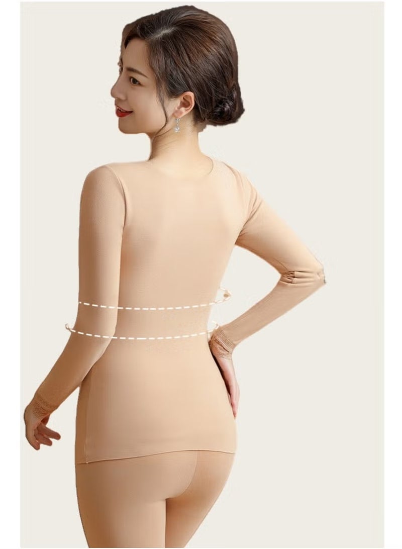 ريدمابليتيك بدلة نسائية مع كوستر، ملابس داخلية حرارية الكل في واحد دافئة وسميكة بطبقة مزدوجة - Image 4