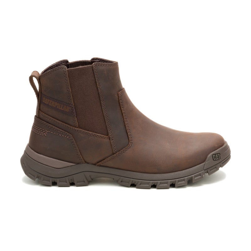 CATERPILLAR CAT Threshold Chelsea Men’s Full‑Grain Leather Boot – Cushioned Foam Comfort, Breathable Mesh Lining, Durable Rubber Outsole – Dark Brown - Image 1