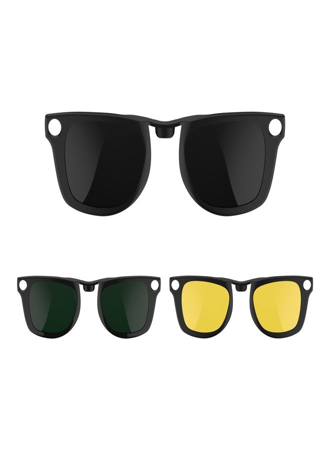 RCstyle HiBloks 3Pcs Polarized Clip-on Compatible with Ray-Ban Meta Wayfarer & Gen 2 (RW4008/RW4012 Large), Discoloration Clip for Rayban Meta Gen 2 Accessories (Dark Green, Night Vision Yellow, Black) - Image 1