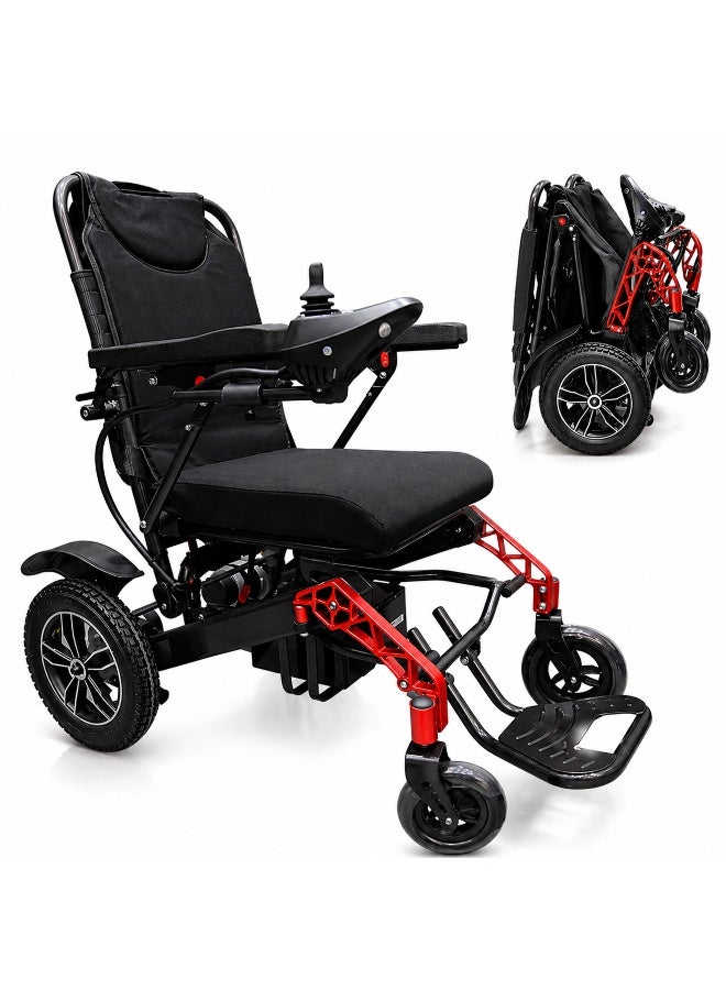 Enjoycare EPW601A Lightweight Electric Wheelchair, Aluminum Frame, 130kg Capacity, 40km Range, Foldable Design, Dual 250W Motors, Red - Image 1