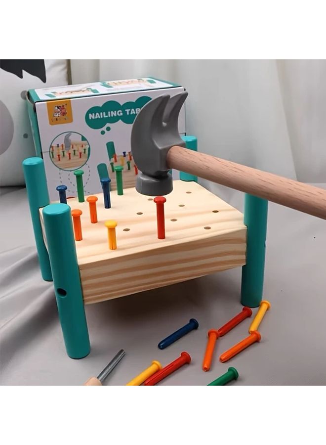 Five Color Knocking Nail Hammer Toy For Kids Hand Eye Coordination Skill Development - Image 1