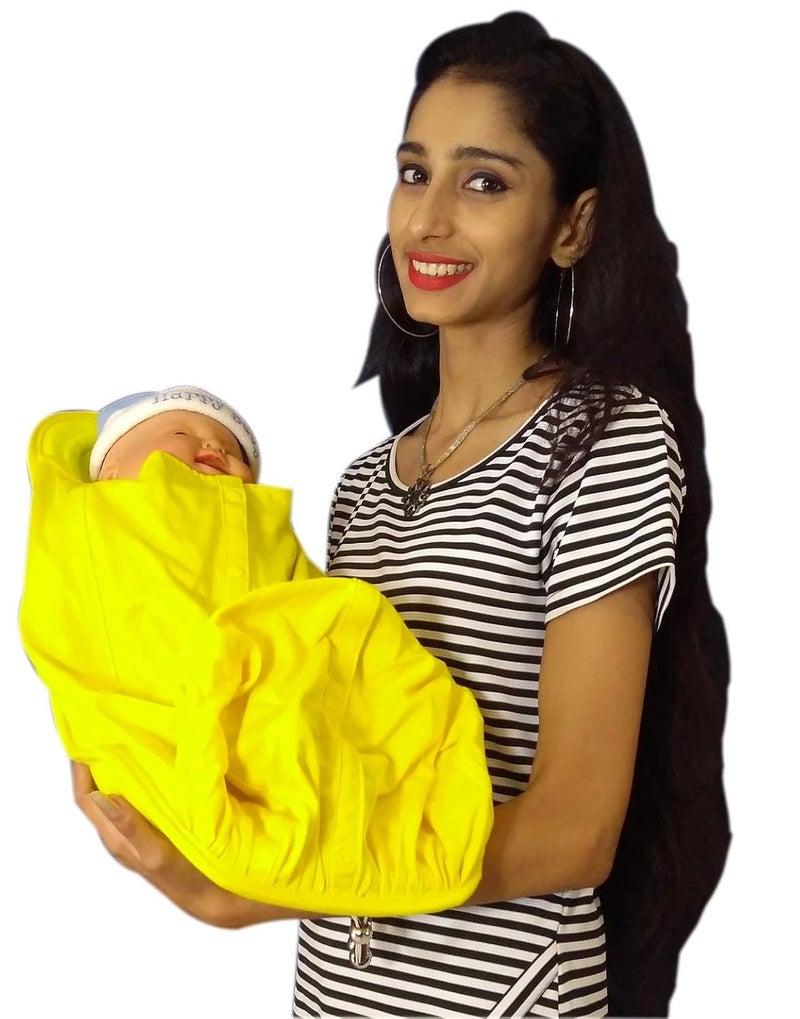 HOOPA وسادة تغذية مغطاة HOOPA 2 في 1 باللون الأصفر المشمس - Image 5