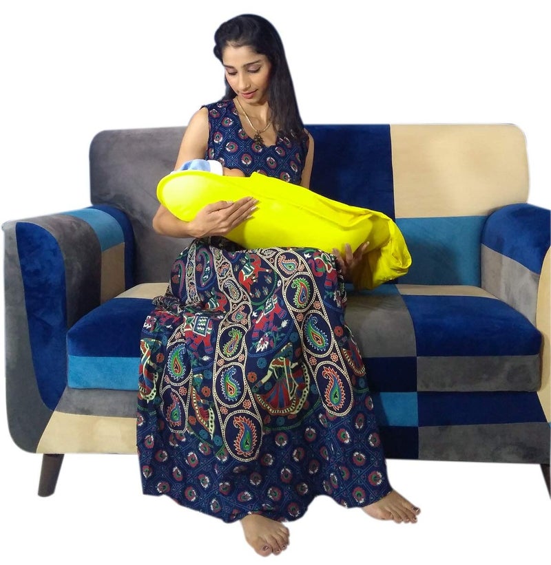 HOOPA وسادة تغذية مغطاة HOOPA 2 في 1 باللون الأصفر المشمس - Image 1