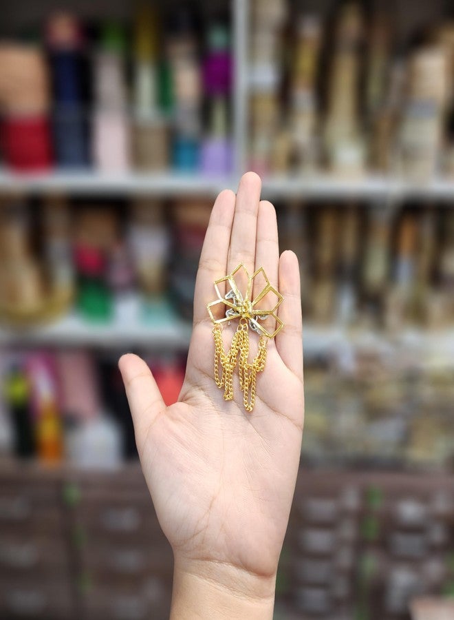 Mohan Shoppe Golden Color Hanging Chain Designer Brooch/Lapel Pin for Sherwani Coats Saree Blazers etc. Package of 1 piece - Image 4