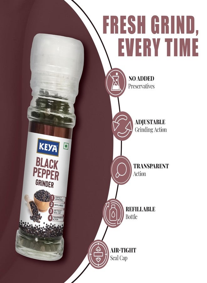KEYA Premium Combo – Black Pepper Grinder (50g), Black Salt Grinder (100g), and Rock Salt Grinder (100g) – Convenient Twist-Top Grinders for Easy Seasoning, Cooking & Garnishing | Perfect for Every Kitchen - Image 4