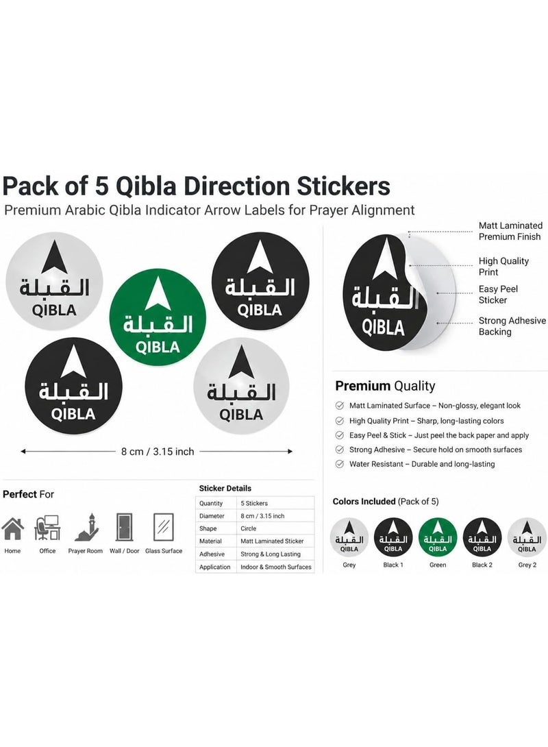 Qibla Direction Stickers,8cm Round, Pack of 5 - Image 5