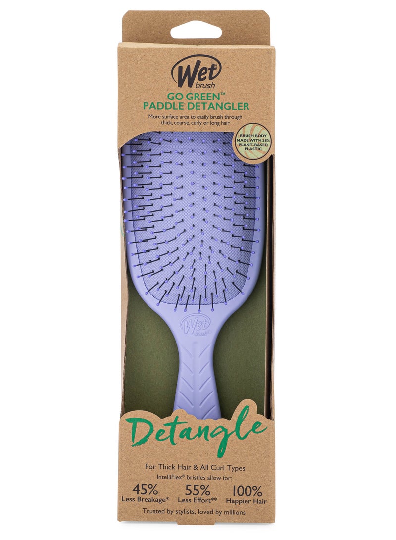 Wet Brush Go Green Paddle Detangler – Lavender | Eco-Friendly Design | Large Surface for Thick, Curly & Long Hair | IntelliFlex Bristles for Gentle, Pain-Free Detangling