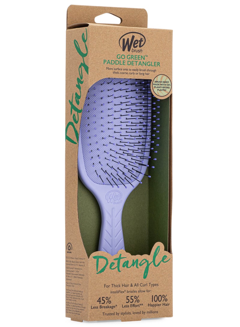 Wet Brush Go Green Paddle Detangler – Lavender | Eco-Friendly Design | Large Surface for Thick, Curly & Long Hair | IntelliFlex Bristles for Gentle, Pain-Free Detangling