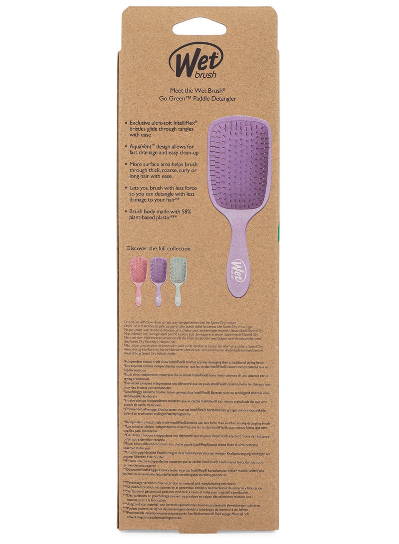 Wet Brush Go Green Paddle Detangler – Lavender | Eco-Friendly Design | Large Surface for Thick, Curly & Long Hair | IntelliFlex Bristles for Gentle, Pain-Free Detangling