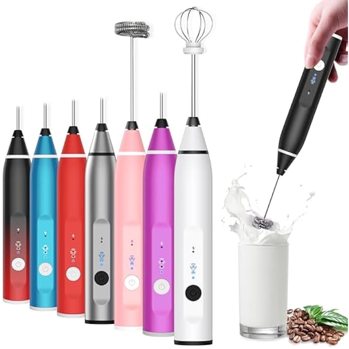 Laposso Milk Frother Rechargeable Handheld Electric Whisk Coffee Frother Mixer With 3 Stainless Whisks 3 Speed Adjustable Foam Maker Blender For Coffee Matcha Latte Cappuccino Hot Chocolate - Image 1