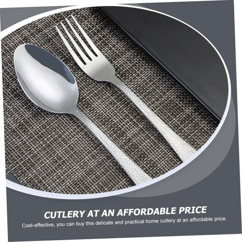 Stainless Steel 4 Piece Fork And Spoon Set Snakeskin Pattern Mirror Polished Cutlery - Image 5