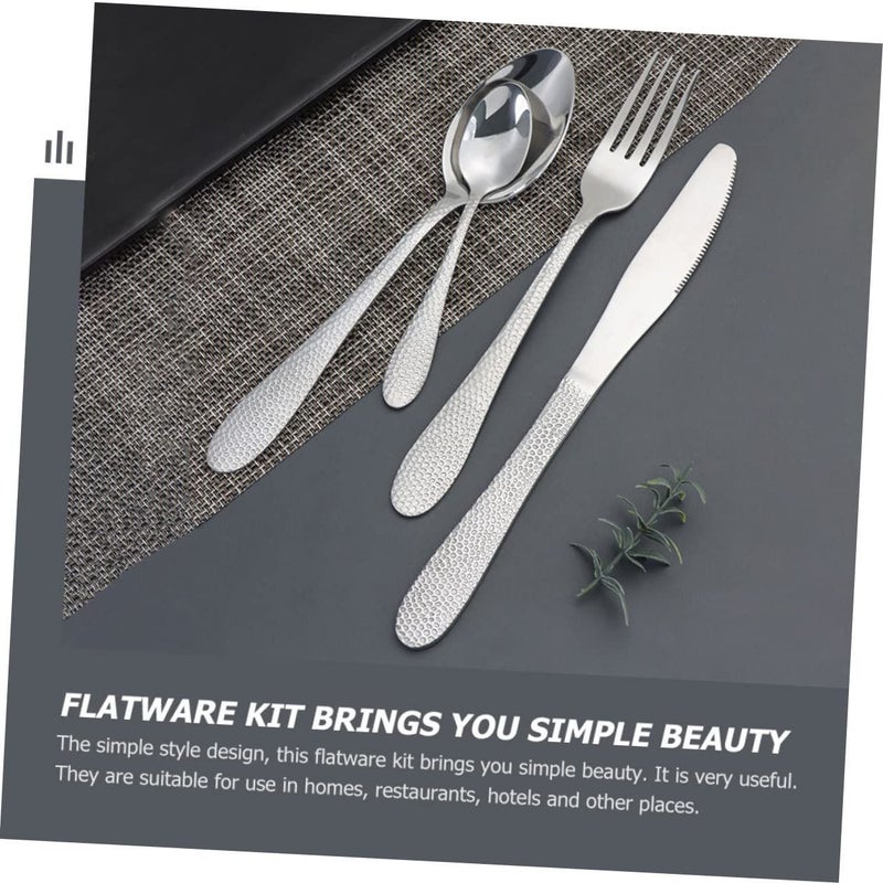 Stainless Steel 4 Piece Fork And Spoon Set Snakeskin Pattern Mirror Polished Cutlery - Image 4
