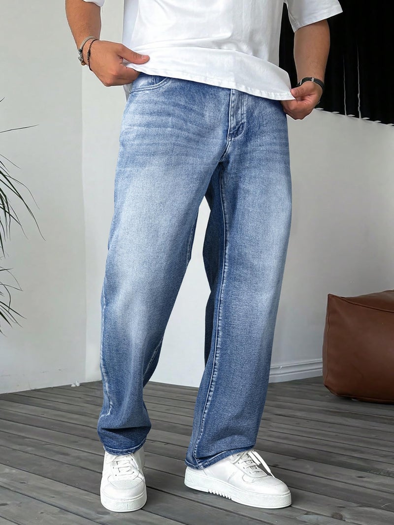 JMIERR Men's Straight Leg Jeans Stretch Mens Jeans Fit Comfort Flex Essentials Streetwear Denim Jeans, 2XL, Ashleigh Blue - Image 2