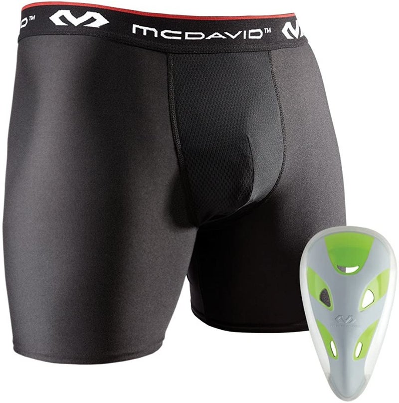 McDavid Sports Youth and Adult Support & Compression Performance Boxer Shorts with Protective Flex Cup Football, Baseball, Martial Arts - Image 1
