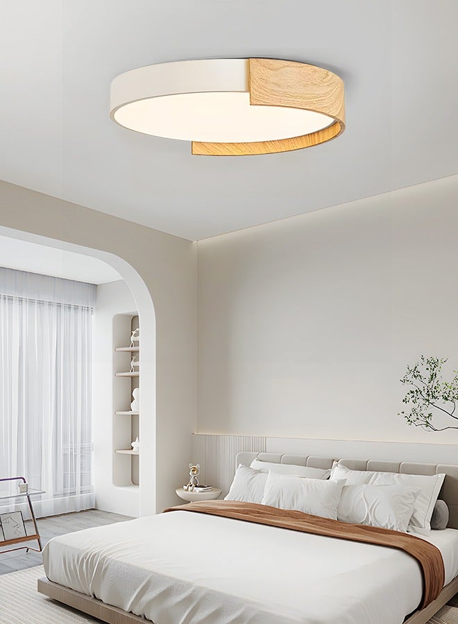 YATAI LIGHTING LED Ceiling Light, 48W Round White and Wood Flush Mount Lamp, Dimmable 3000K-6000K, Remote Control for Bedroom, Library, Drawing Room, Suitable for 10-15㎡  - Image 4