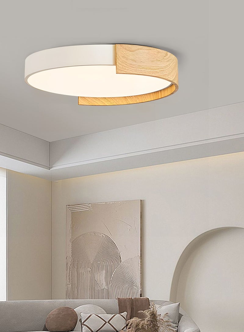 YATAI LIGHTING LED Ceiling Light, 48W Round White and Wood Flush Mount Lamp, Dimmable 3000K-6000K, Remote Control for Bedroom, Library, Drawing Room, Suitable for 10-15㎡  - Image 5