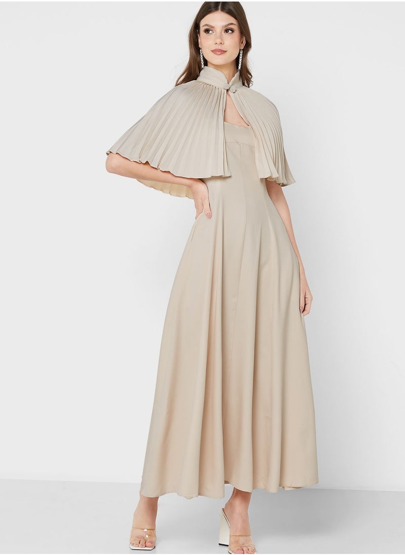 Khizana Strap A-Line Dress With Detachable Cape  - Image 1