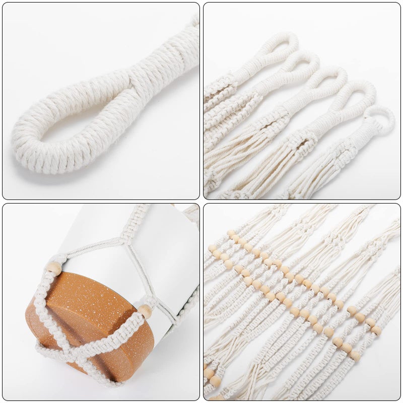 GARDIFE Hanging Planters for Indoor Plants,5Pcs Hanging Basket for Indoor Boho Home Decor,Macrame Plant Hanger,35 Inches,29Inch,23Inch, Ivory,Self Watering Planters, 7/6.5/6/5.5/5 Inch,White&White - Image 4