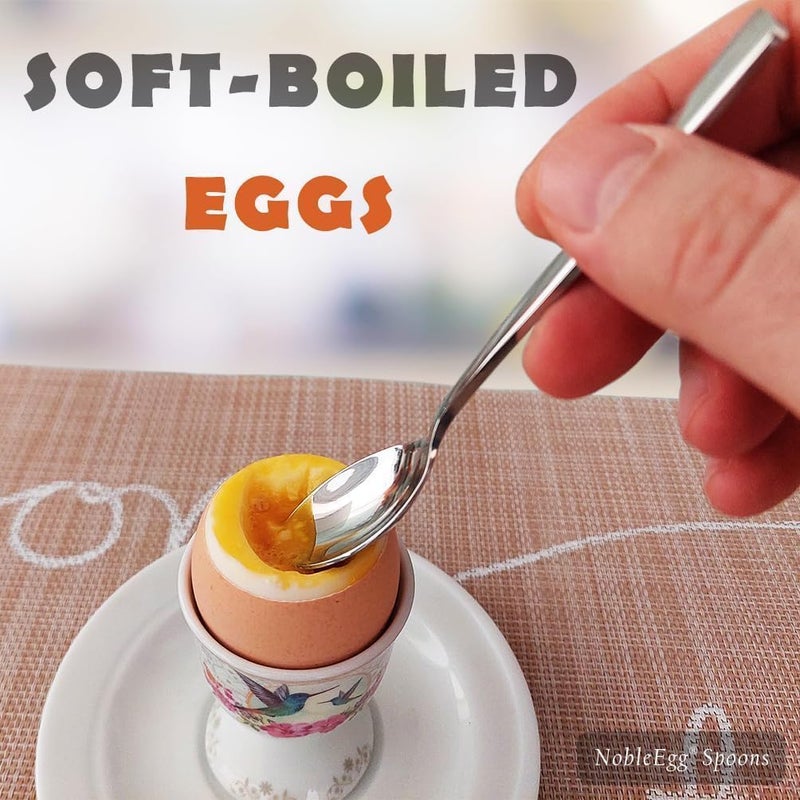 NobleEgg Egg Spoons for Soft Boiled Eggs, Coffee, Desserts | 18/8 Stainless Steel | 5.5 inches | Set of 6 - Image 5