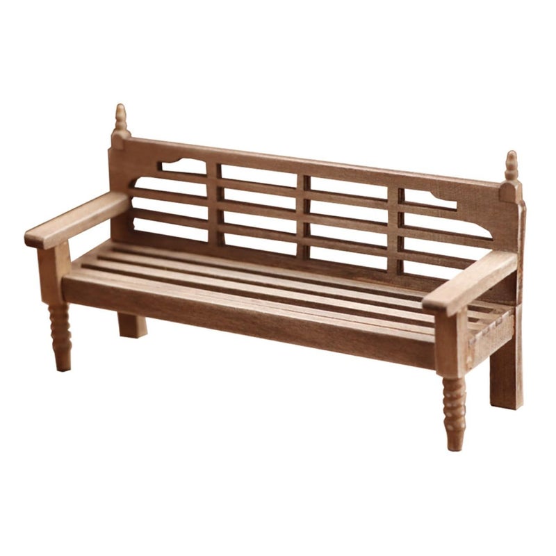 Miniature Wooden Bench Rustic Stool for Dollhouse Decor and Mini Furniture Layout - Image 2
