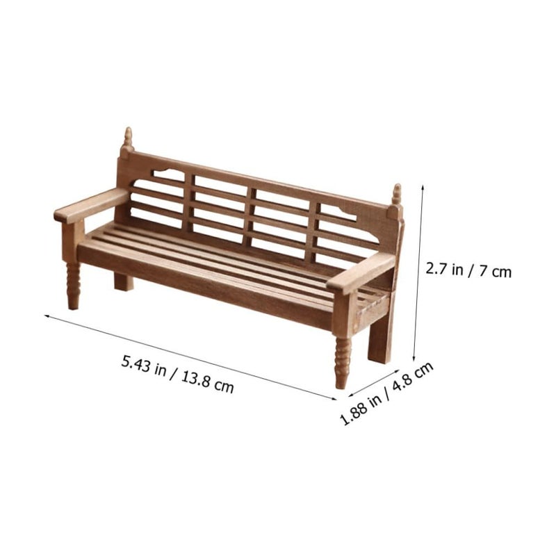 Miniature Wooden Bench Rustic Stool for Dollhouse Decor and Mini Furniture Layout - Image 4