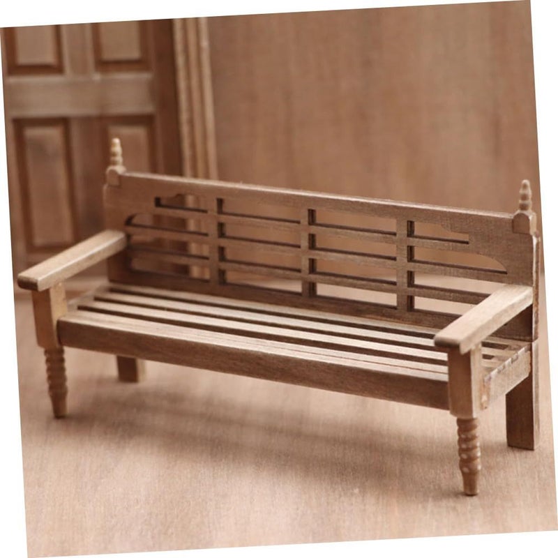 Miniature Wooden Bench Rustic Stool for Dollhouse Decor and Mini Furniture Layout - Image 3