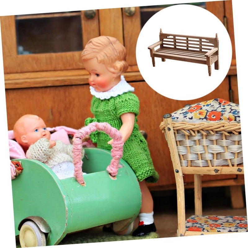 Miniature Wooden Bench Rustic Stool for Dollhouse Decor and Mini Furniture Layout - Image 5