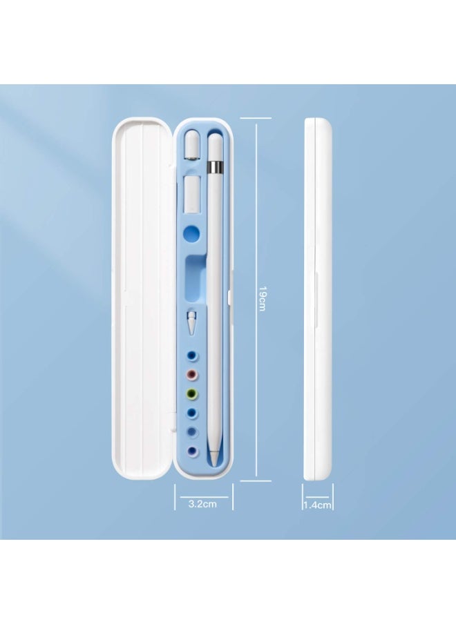 ماركة غير محددة - صندوق تخزين لقلم Apple Pencil، حقيبة حمل محمولة صلبة متوافقة مع قلم أبل  الجيل الأول/ الثاني - أزرق سماوي - Image 1