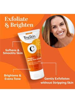 TruSkin TruSkin Vitamin C Gentle Face Scrub - Brightening Daily Face Exfoliator for All Skin Types - Softens & Smooths Skin with Vitamin C, Yuzu Lemon, and Exfoliating Bora Bora White Sand - 4 Fl. Oz  - Image 2