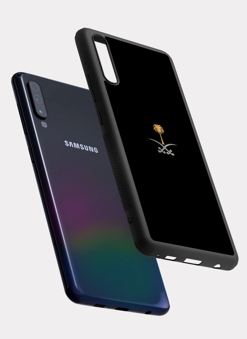 بكسلات كفر سامسونج جالكسي ايه 70 شعار السعودية اسود ذهبي - Image 2