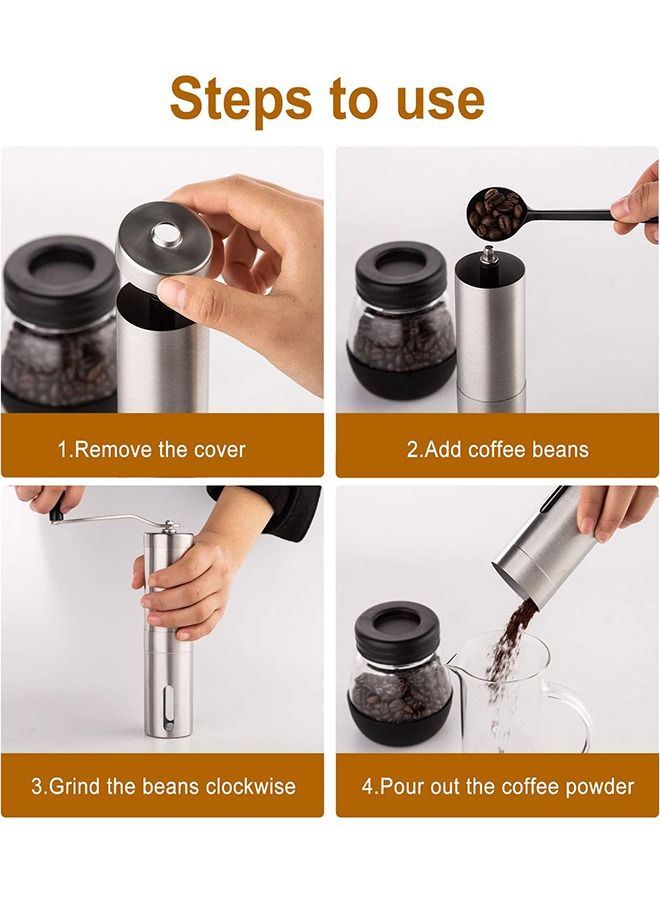 KASTWAVE Manual Coffee Grinder, Stainless Steel Hand Coffee Grinder, Bean Grinder, Portable Mini Coffee Grinder with Adjustable Settings, Suitable Use for Home, Office and Travel. - Image 5