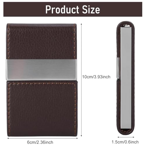 GUSTAVE® Business Card Holder for Men & Women, 25-Card Capacity, Magnetic Snap Closure, Stylish PU Leather Durable & Compact Visiting Card Holder for Networking & Travel, 9.98x6.5cm Brown - Image 2