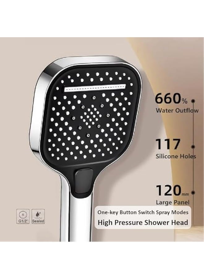 Loquat High Pressure Showerhead Large Panel Adjustable 3 Spray Modes SPA Massage ABS Plastic Shower Head Home Bathroom Accessories - Image 4