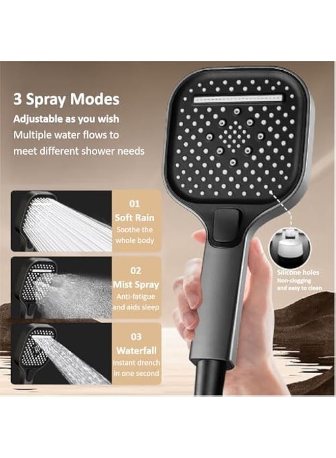 Loquat High Pressure Showerhead Large Panel Adjustable 3 Spray Modes SPA Massage ABS Plastic Shower Head Home Bathroom Accessories - Image 2