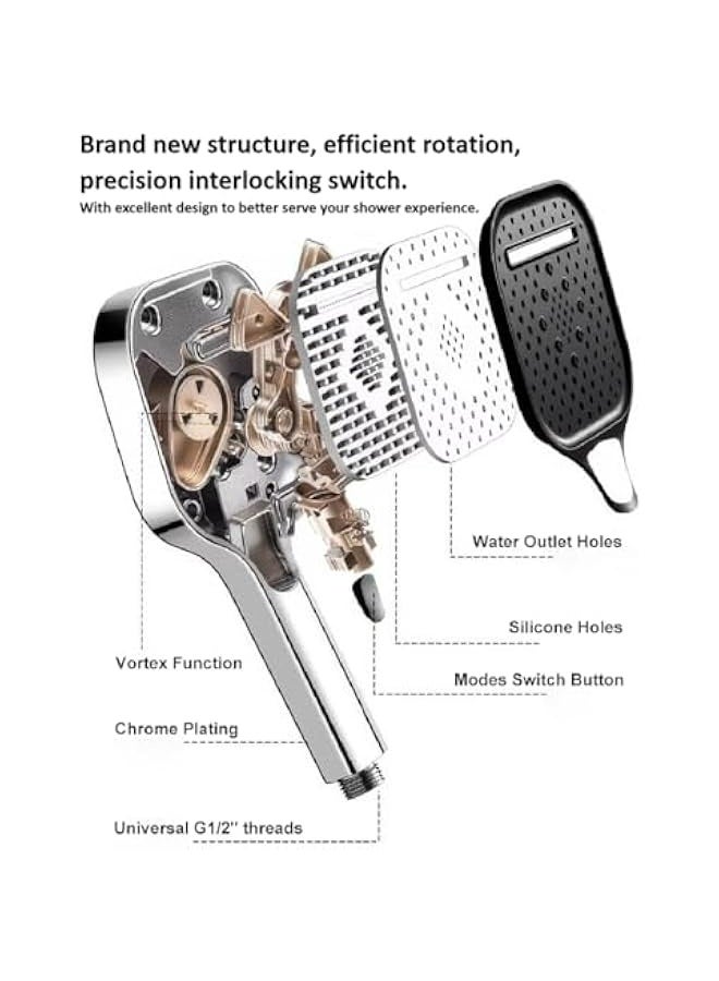 Loquat High Pressure Showerhead Large Panel Adjustable 3 Spray Modes SPA Massage ABS Plastic Shower Head Home Bathroom Accessories - Image 3