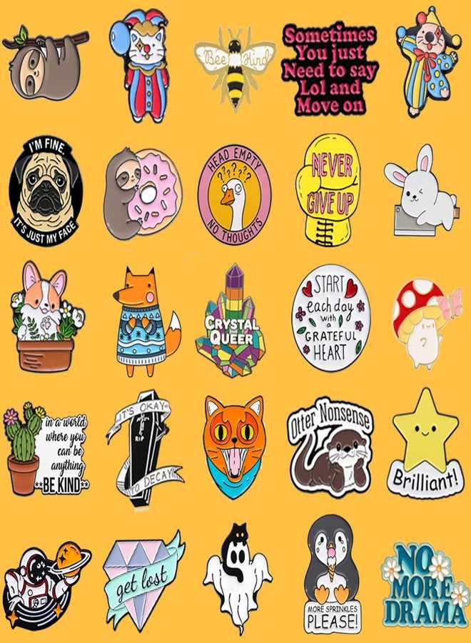 SINCCO 20/40/50 PCS Cute Enamel Pins Bulk, Funny Backpack Pins Aesthetic Lapel Badge Pins Set Assorted Enamel Brooch Pins for Backpacks, Hats, Bags, Landyards - Image 2