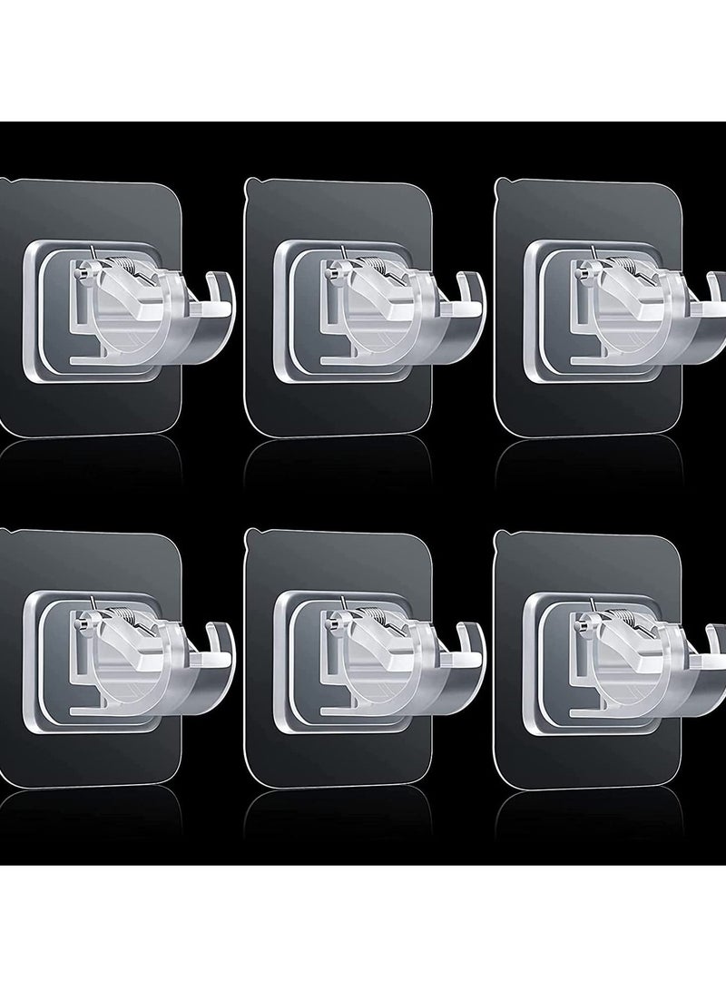 Y&D Adjustable Rod Bracket, Self-Adhesive Curtain Hook No Drill Fixing Holder Bracket Drapery Pole Towel ABS Wall for Home Bathroom Living Room Hotel Use (6 Pieces, Clear) - Image 1