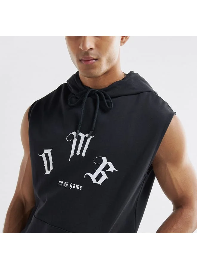 Splash FAV Slogan Print Sleeveless Hoodie
