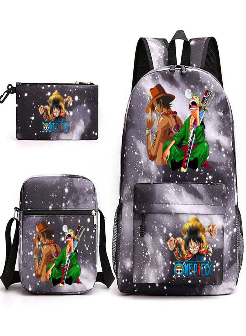 One Piece Children Backpack Schoolbag Teen Student School Book bag with Lunch Box Pen Case 3 in 1 for Kids